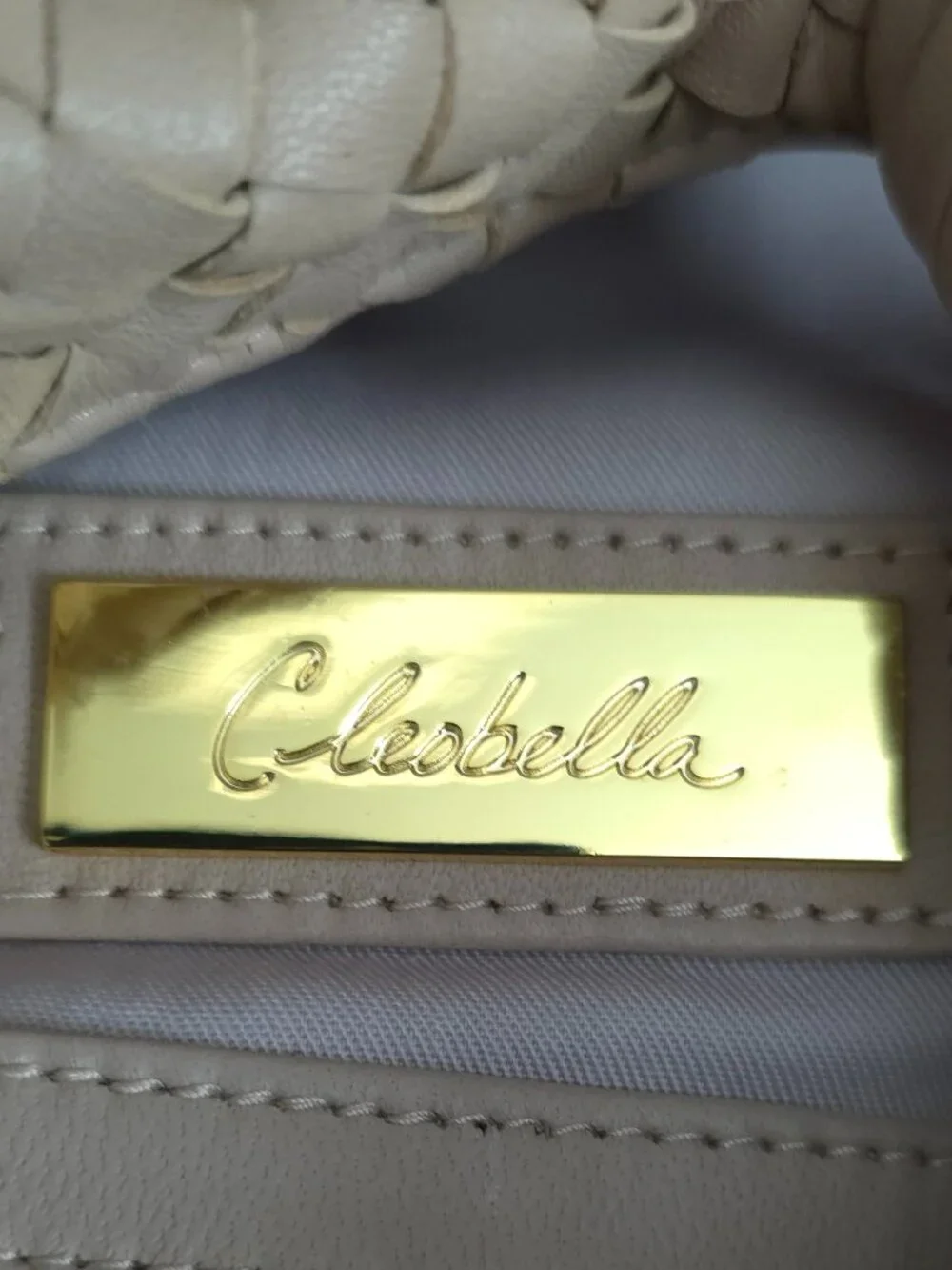 Cleobella Nia Cream Woven Leather Handbag